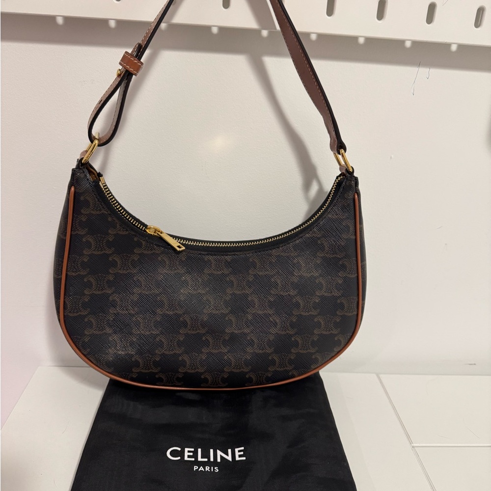CELINE AVA BAG IN TRIOMPHE CANVAS AND CALFSKIN